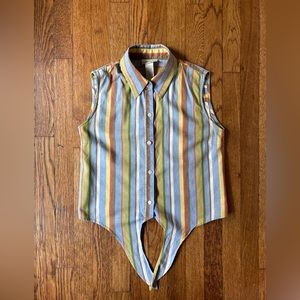 Vintage Small-Medium Jones New York Linen/cotton Button Down Crop Top